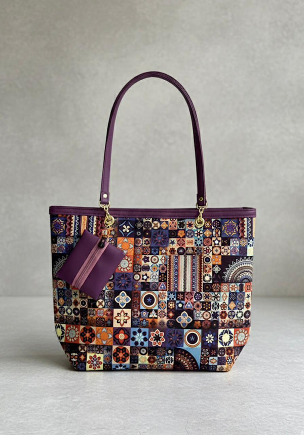 Purple Printed Bag