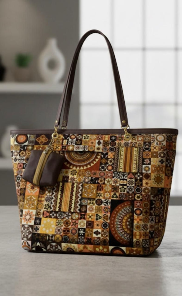 Brown Printed Bag