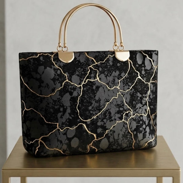 black velvet fabric steel handle bag