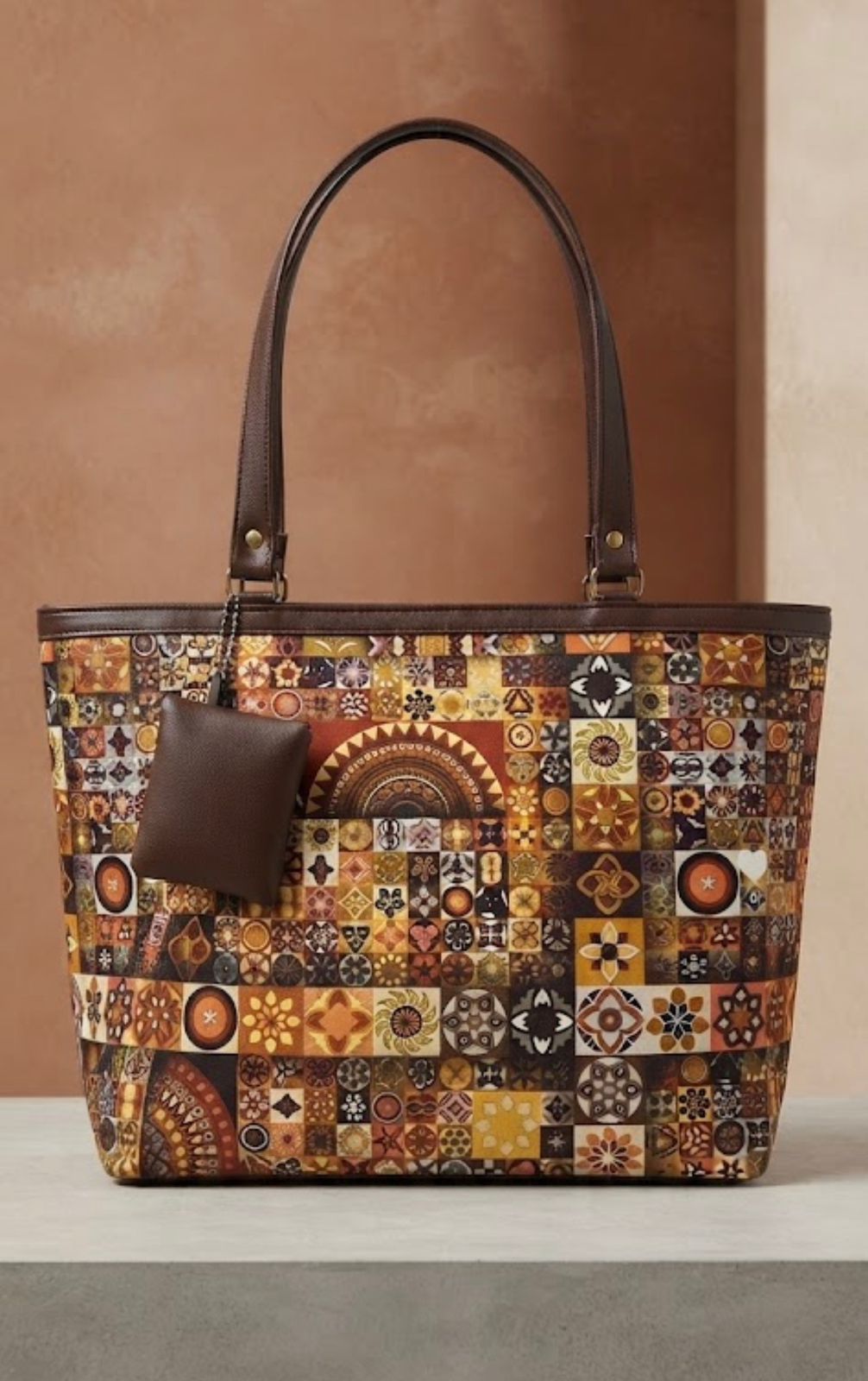 Brown Printed Bag
