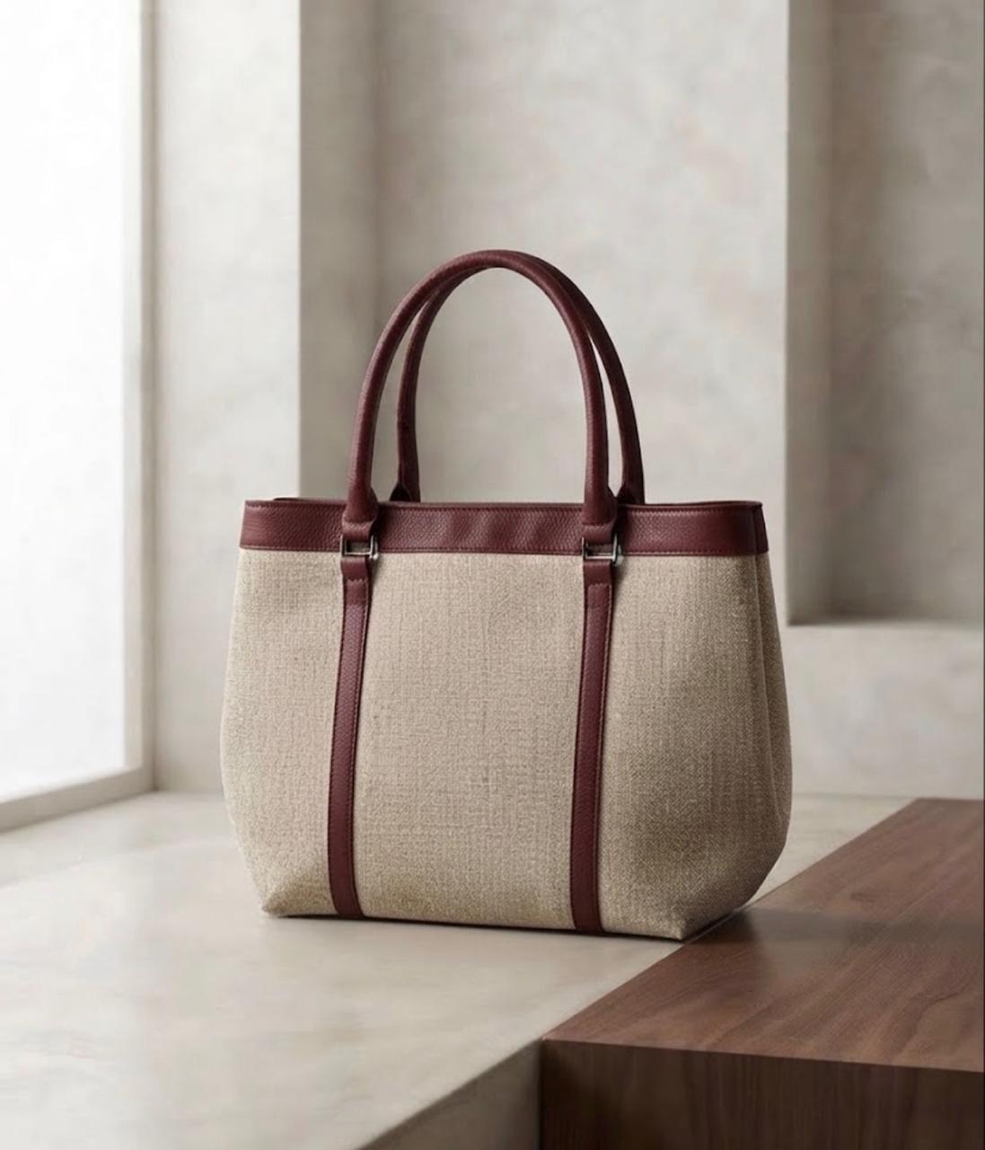 Beige & Mehroon Classic Bag