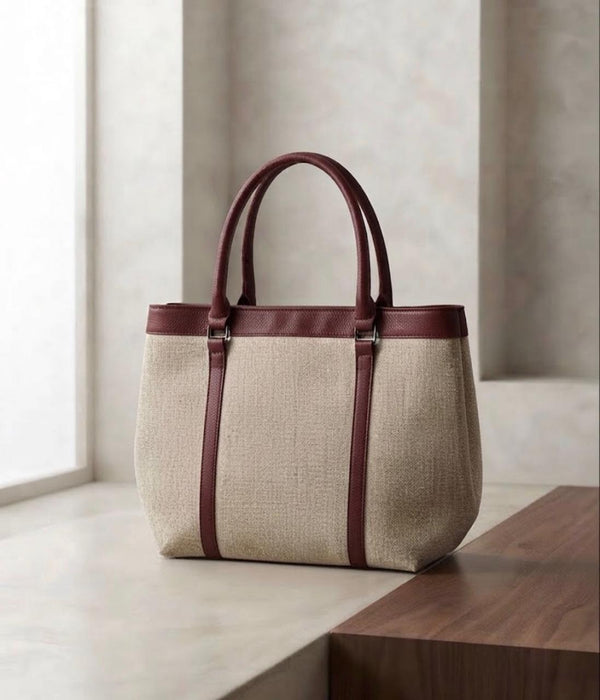 Beige & Mehroon Classic Bag